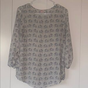 Gray 3/4 Sleeve Relaxed Blouse